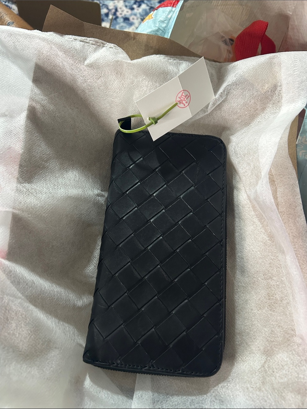 Bottega Veneta Black Intrecciato Woven Zip Phone Case